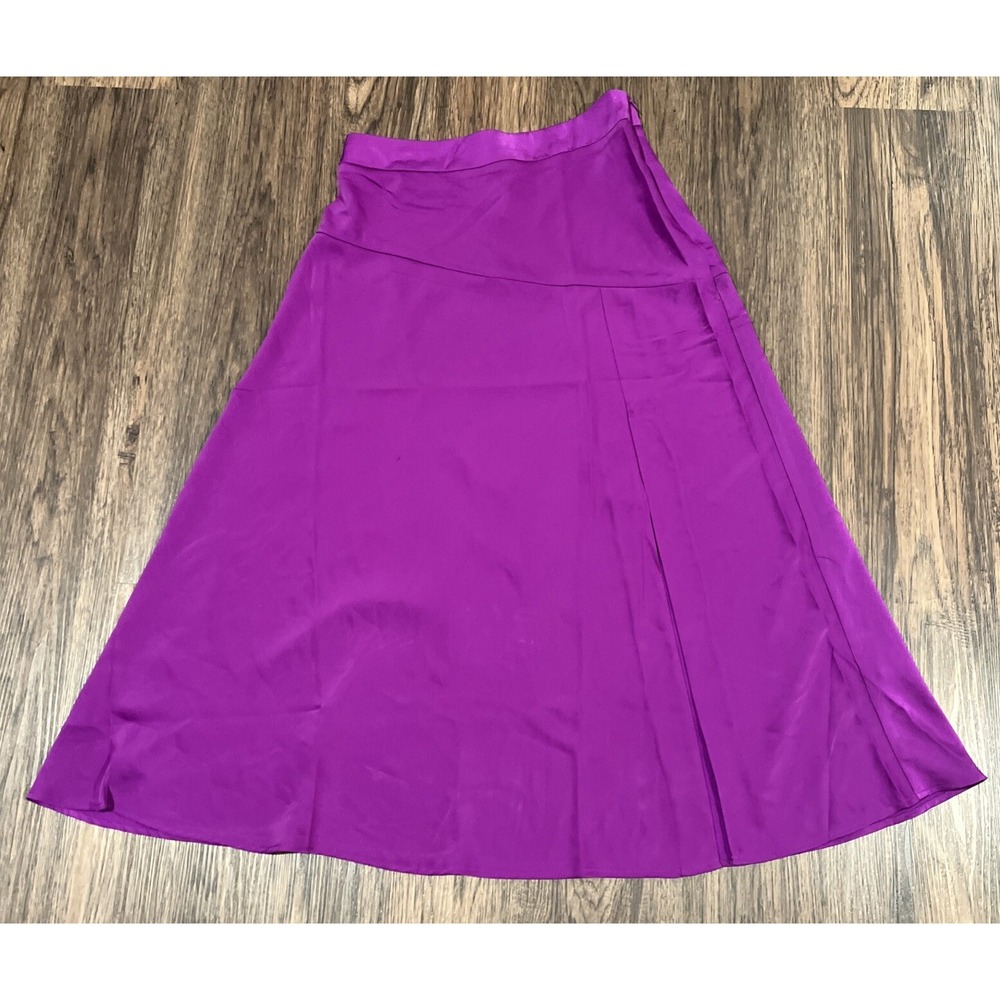 Banana Republic Satin A-line Long Skirt Flare  Size 4 Side Zip Color Fuchsia